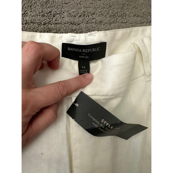 Banana Republic Wide Leg Linen women's pant white size 14 NWT - Picture 3 of 4